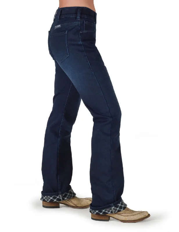 Cowgirl Tuff Pull On Flannel Jeans Comfortable Zip-Fly Denim Jeans