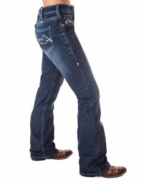 Cowgirl Tuff Womens Double Down Flannel Dark Wash Cotton Blend Jeans Fashionable Relaxed Fit Denim Cowgirl Tuff Womens Double Down Flannel Dark Wash Cotton Blend Jeans Fashionable Relaxed Fit Denim
