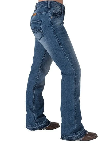 Cowgirl Tuff Womens Loosen Up Medium Wash Cotton Blend Jeans Casual Light Wash Jeans