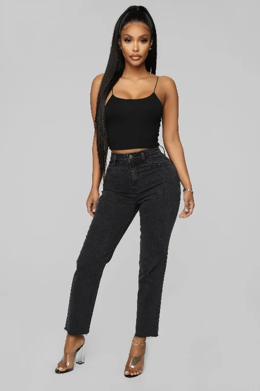 Dress To Kill Mom Jeans - Black Comfortable Folded Hem Jeans