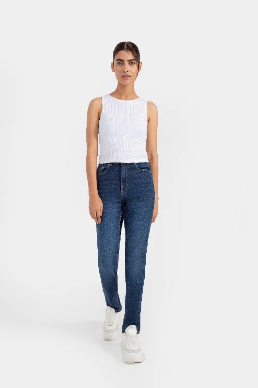 High-Rise Skinny Jeans Fashionable Distressed Jeans