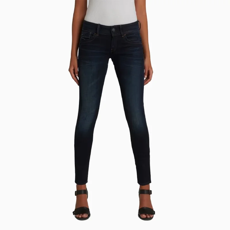 Women's Lynn Mid Skinny Denim Jeans Elegant Raw Hem Jeans