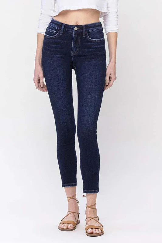 High Rise Ankle Skinny Jeans Fashionable Straight Cut Jeans