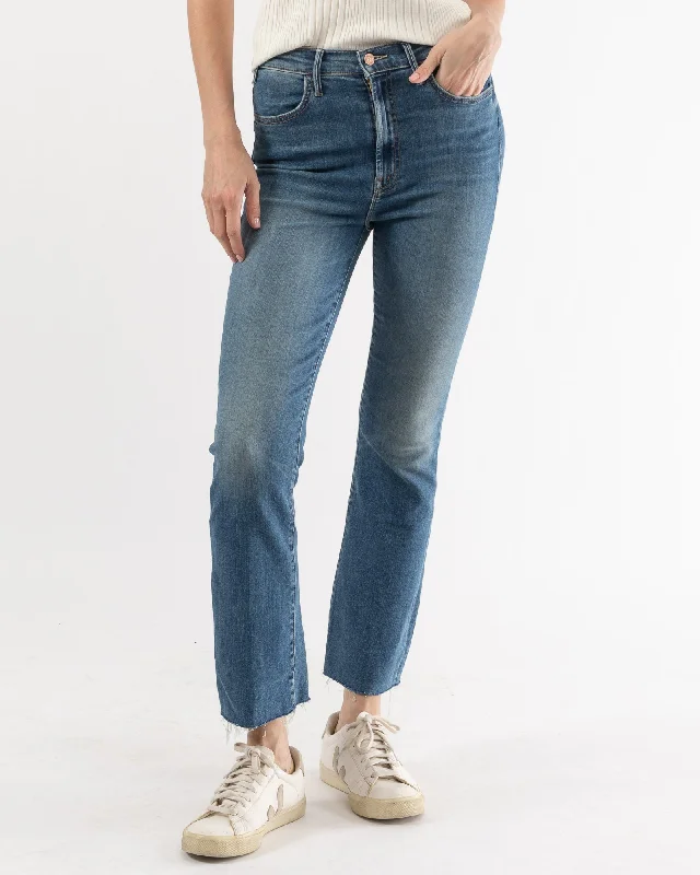 Hustler Ankle Fray Jeans Trendy Wide-Leg High-Waist Denim