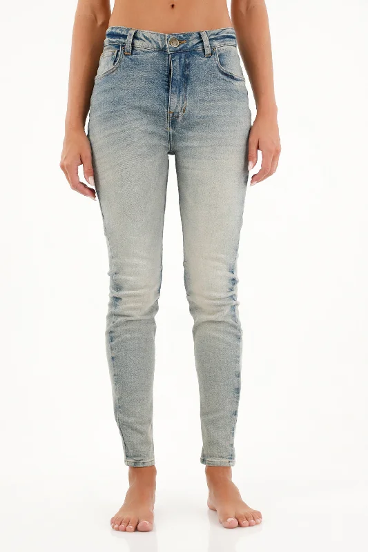 Women's Mid-Rise Super Slim Blue Jeans Trendy Plus Size Jeans