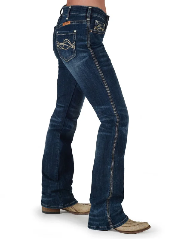 Women's Cowgirl Tuff Epic Jeans #JEPICB-MWH Trendy Bootcut High-Waisted Jeans