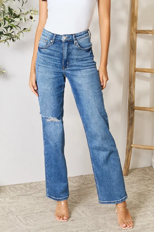Judy Blue Full Size High Waist Distressed Jeans Comfortable Stretch Fit Jeans