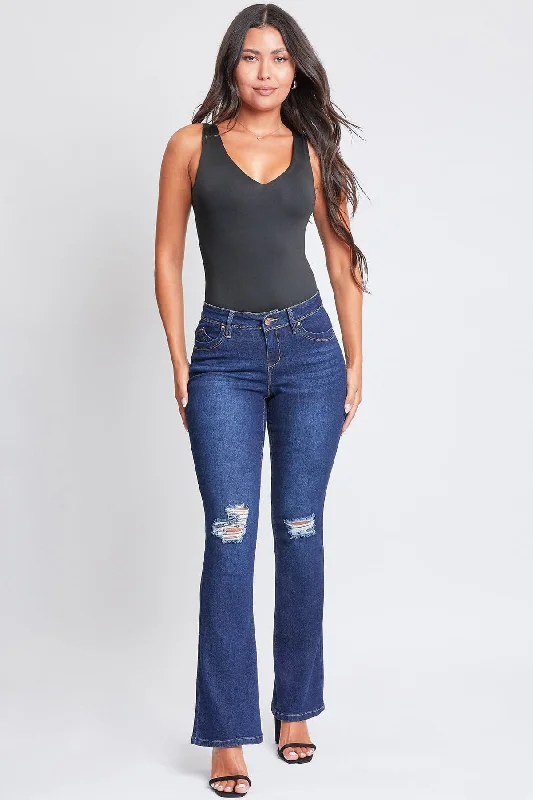 Women's WannaBettaButt Mid-Rise Bootcut Jeans Stylish High-Rise Mom Jeans