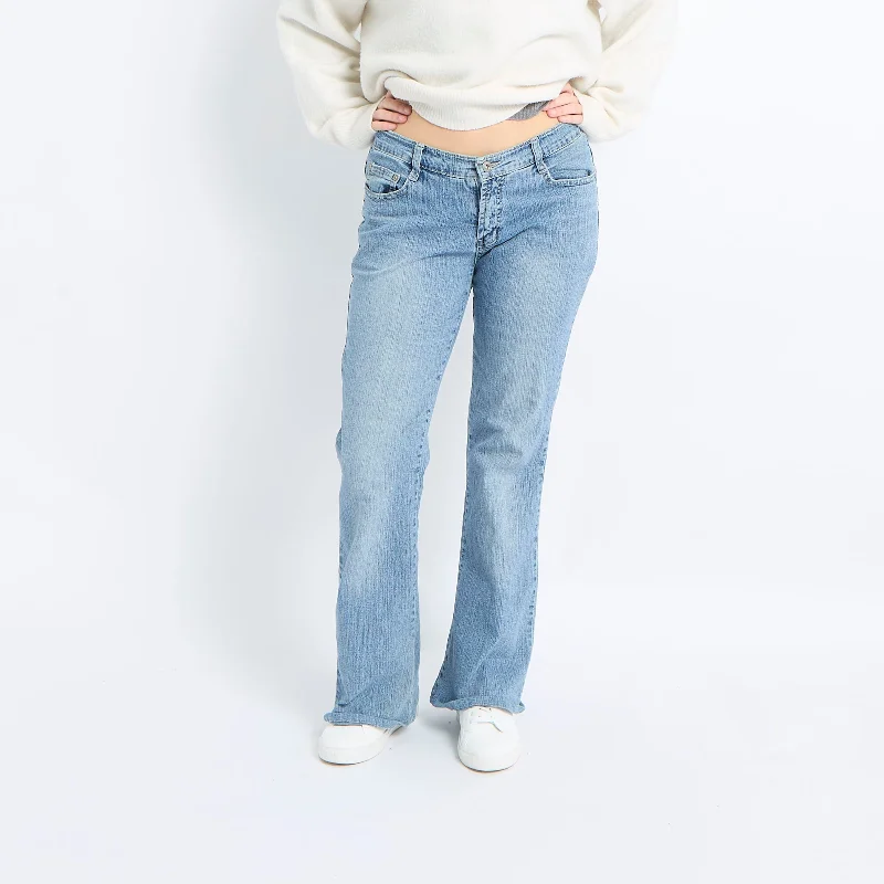 Low Waisted Flare Leg Jeans - UK 10 Trendy Bootcut High-Waisted Jeans