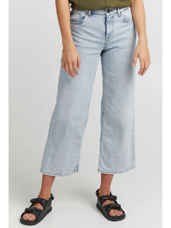 Pulz PzEmma Wide Leg Jeans Light Blue Fashionable Slim Fit Jeans