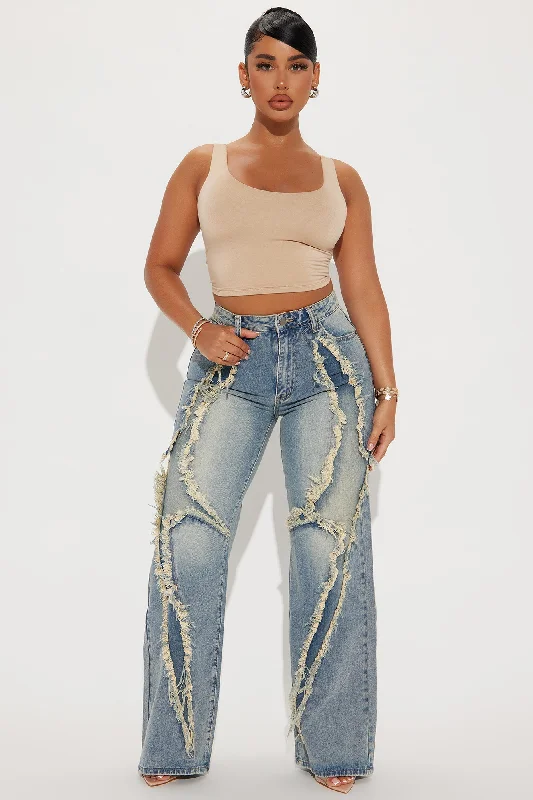 So Electric Tinted Straight Leg Jeans - Vintage Wash Fashionable Slouchy Fit Jeans