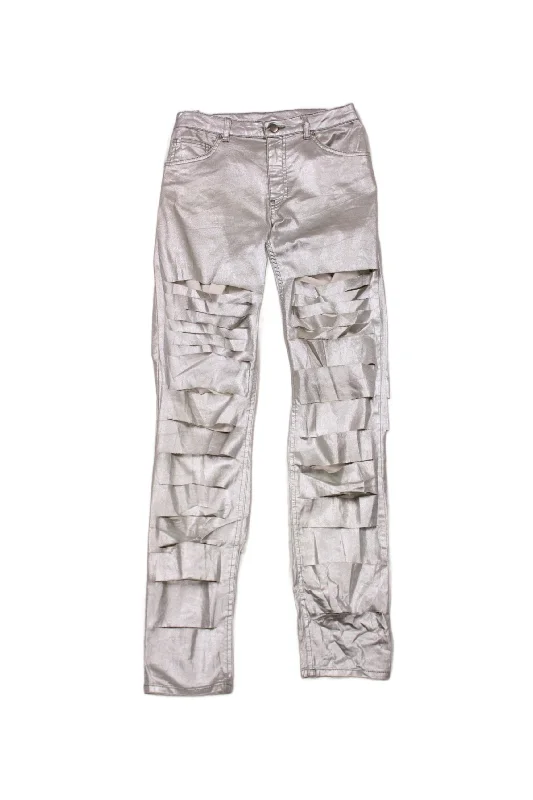 Tenwi - Silver Rip Jeans Comfortable Zip-Fly Denim Jeans
