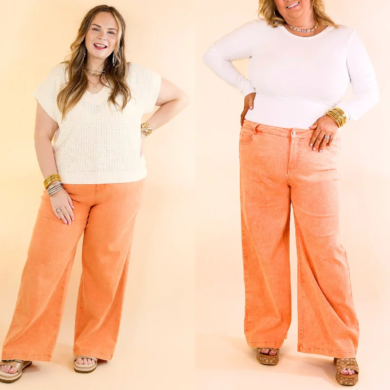 The Best Cropped Wide Leg Jeans in Apricot Orange Fashionable White Denim Jeans