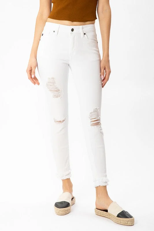 The Delany Jeans (White) Trendy Flared Leg Jeans