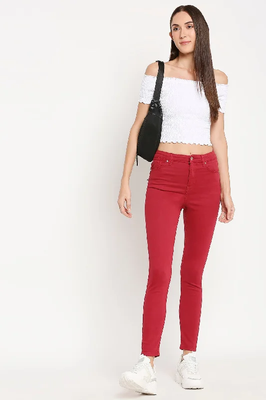 Vienna Teracotta Highwaist Skinny Jeans Chic Vintage-Inspired Denim Jeans
