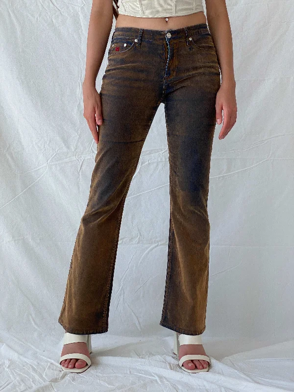 Vintage Paris Blues Soulmate Cut Rusty Brown Flared Jeans Chic Vintage-Inspired Denim Jeans Vintage Paris Blues Soulmate Cut Rusty Brown Flared Jeans Chic Vintage-Inspired Denim Jeans