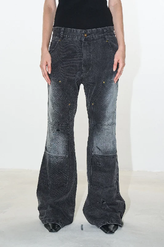 Washed Distressed Flared Jeans Casual Skinny Fit Jeans