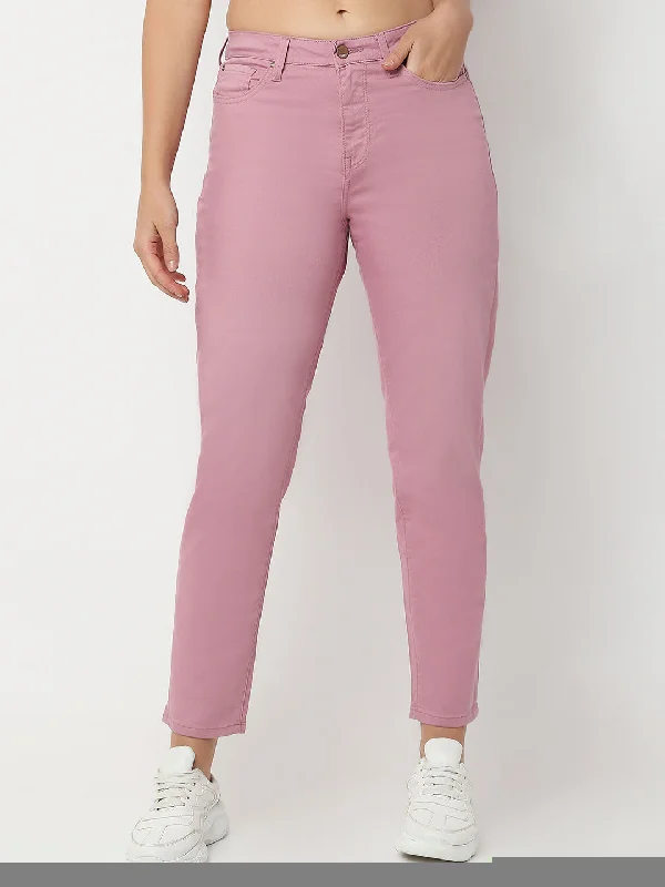 Spykar Mauve Mom fit High Rise Jeans For Women Comfortable Stretch Denim Jeans
