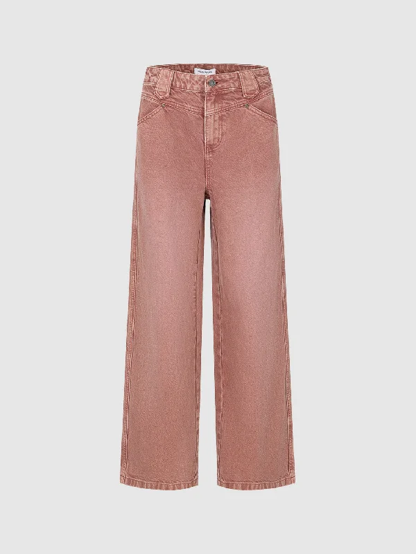 Wide-Leg Jeans Fashionable Cropped Denim Jeans