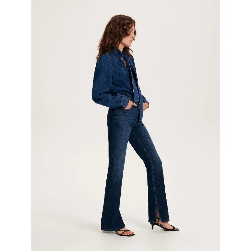 RSVD Navy Straight Split Hem Jeans Fashionable Straight Cut Jeans