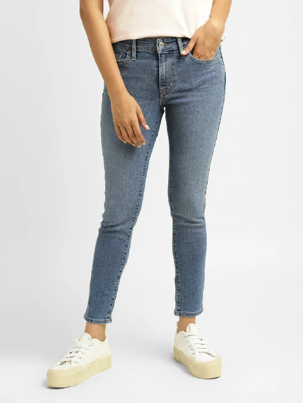 Women's Mid Rise 711 Skinny Fit Jeans Trendy Patchwork Denim Jeans